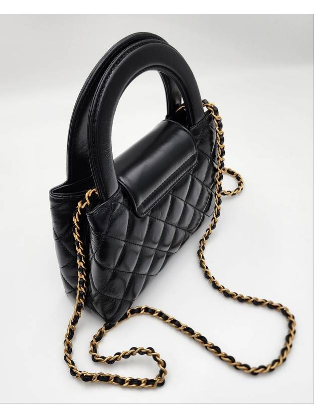 Mini Shiny Crumpled Calfskin Gold Metal Black - CHANEL - BALAAN 6