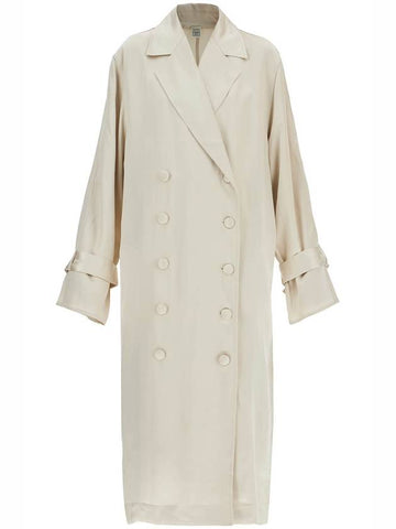 long white satin trench dress in viscose - TOTEME - BALAAN 1