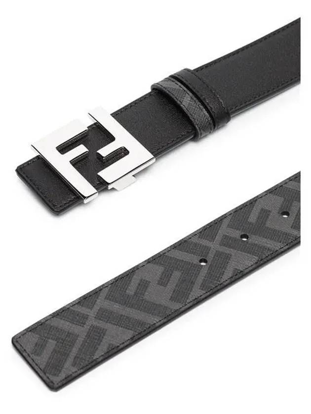 FF Buckle Pattern Reversible Leather Belt Black - FENDI - BALAAN 3