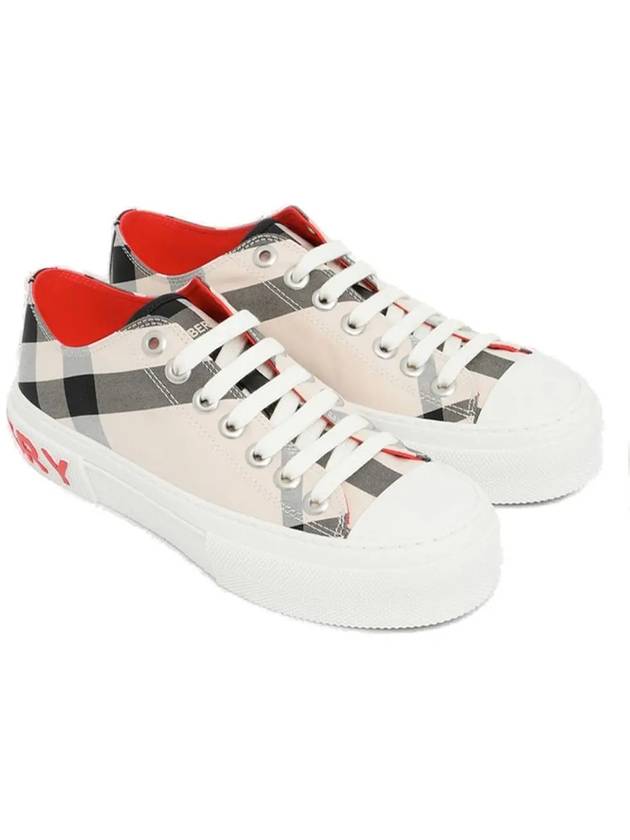 Check Cotton Low Top Sneakers Ivory - BURBERRY - BALAAN 3