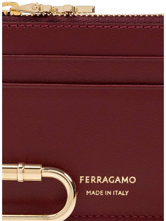 FERRAGAMO Leather Card Case With Keychain, Women's, Burgundy - SALVATORE FERRAGAMO - BALAAN 5