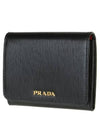 Vitello Gold Logo Tri-Fold Half Wallet Red Black - PRADA - BALAAN 3