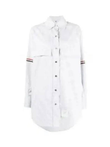 Mini Oversized Striped Shirt Short Dress Med Grey - THOM BROWNE - BALAAN 1