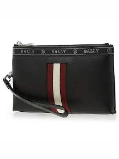 Barrier Logo Leather Zipper Clutch Bag Black - BALLY - BALAAN 2