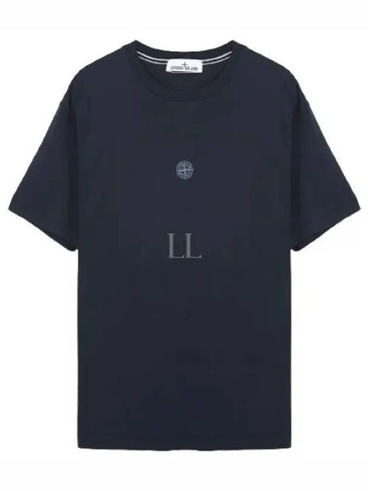 Garment Dyed Lettering One Print Cotton Jersey Short Sleeve T-Shirt Navy - STONE ISLAND - BALAAN 2