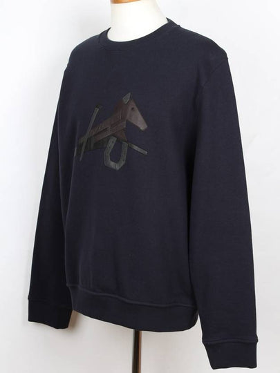 Horse Leather Patch Sweatshirt Navy L - HERMES - BALAAN 2