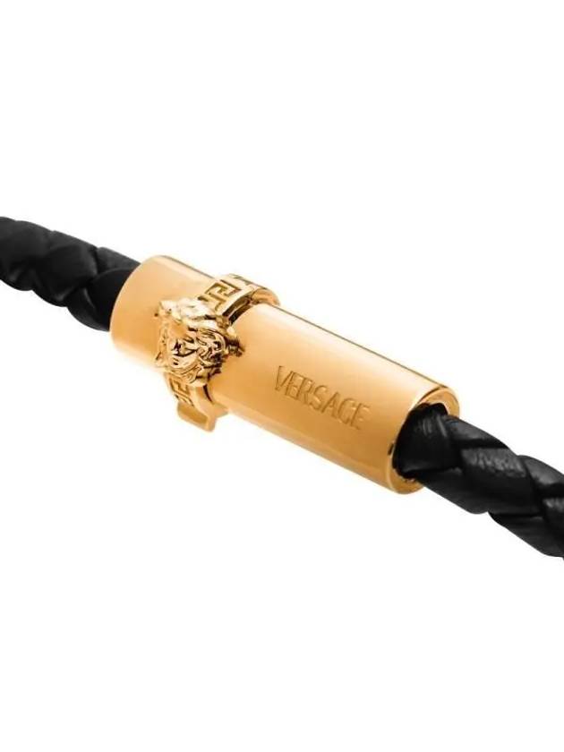 Medusa Braided Leather Bracelet Black - VERSACE - BALAAN 6