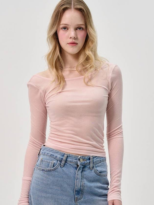 Slim Scarf Tencel Line T Shirt_Pink - SORRY TOO MUCH LOVE - BALAAN 2