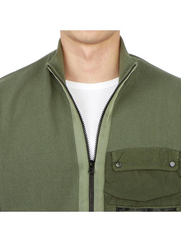 Cotton Mix Zip-Up Knit Cardigan Green - CP COMPANY - BALAAN 9