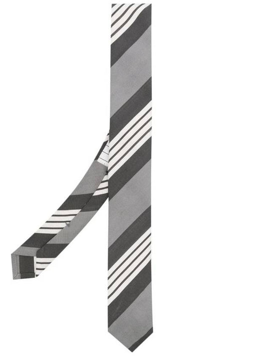 4 Bar Stripe Tie Grey - THOM BROWNE - BALAAN 1