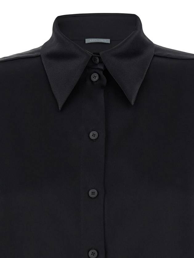 Black Shirt With Pointed Collar In Silk Blend Woman - ALBERTA FERRETTI - BALAAN 3