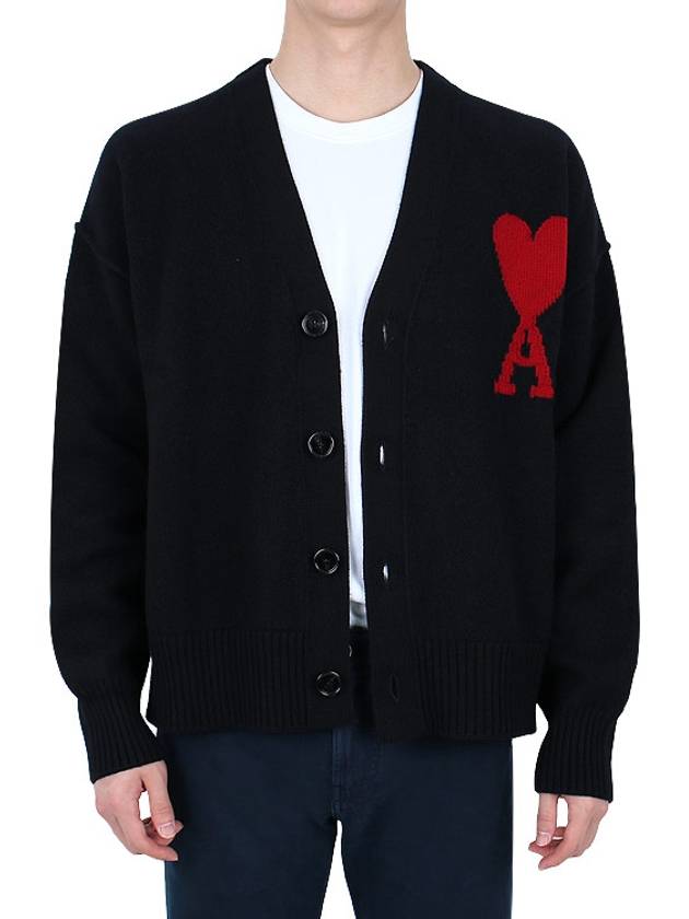 De Coeur Logo Wool Cardigan Black - AMI - BALAAN 4