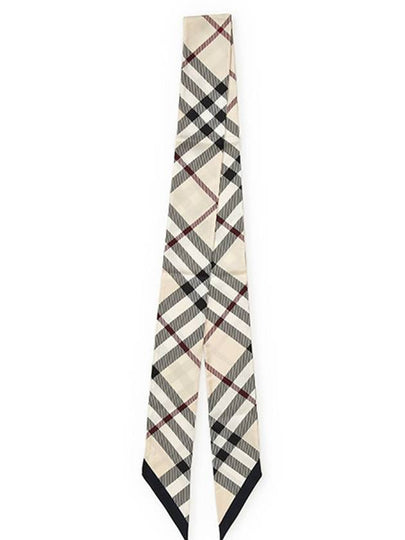 Skinny Check Silk Scarf Beige - BURBERRY - BALAAN 2