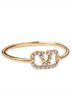 V Logo Signature Metal Crystal Ring Gold - VALENTINO - BALAAN 2