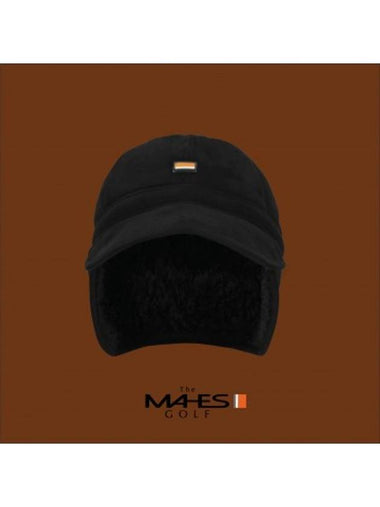 Logo ball cap black earmuff cap orange label suede fleece earmuff cap EC00735 - MAHES - BALAAN 1