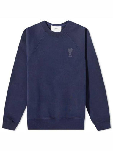 Cotton Heart Logo Sweatshirt Navy - AMI - BALAAN 1