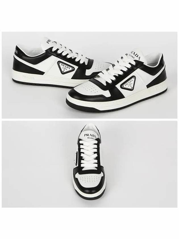 Downtown Perforated Leather Low Top Sneakers White Black - PRADA - BALAAN 3