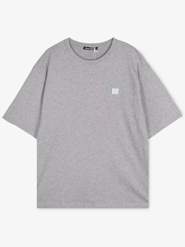 Logo Patch Cotton Short Sleeve T-Shirt Light Grey Melange - ACNE STUDIOS - BALAAN 3