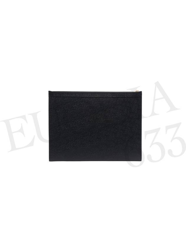 Pebble Grain Leather Large Zipper Laptop Holder Black - THOM BROWNE - BALAAN 4