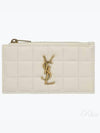 Cassandra Matelasse Leather Card Wallet White - SAINT LAURENT - BALAAN 2