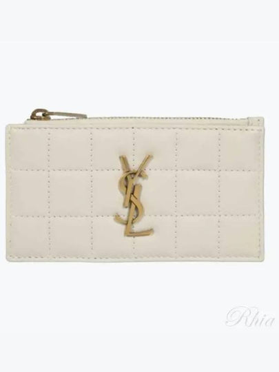 Cassandra Matelasse Leather Card Wallet White - SAINT LAURENT - BALAAN 2