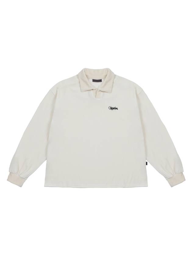 Velvet Open Rugby Polo Shirt White - ARCANE FUNK - BALAAN 1