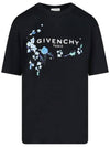 Cotton Logo Floral Short Sleeve T-Shirt Black - GIVENCHY - BALAAN 1