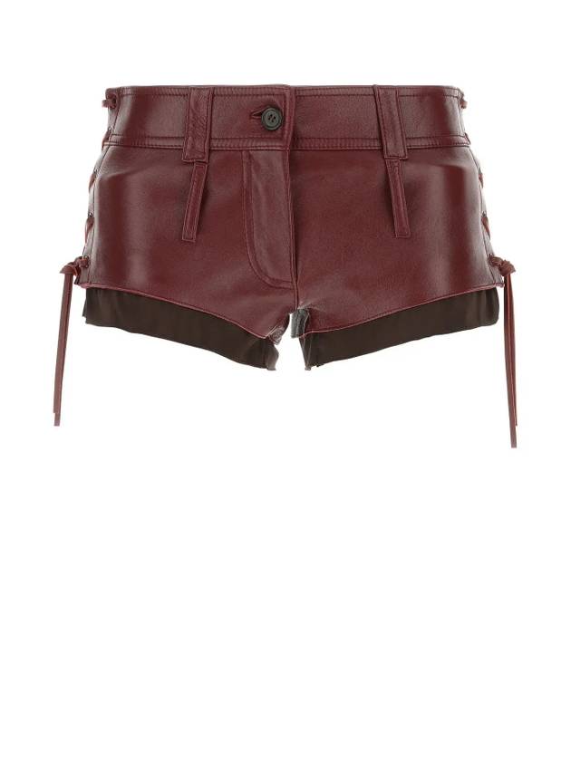 Women's Nappa Leather Shorts Amaranth Red - MIU MIU - BALAAN.