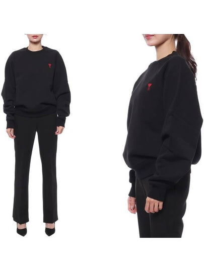 Small Heart Logo Sweatshirt Black - AMI - BALAAN 2