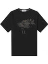 Camo Three Embroidery Regular Fit Cotton Jersey Short Sleeve T-Shirt Black - STONE ISLAND - BALAAN 2