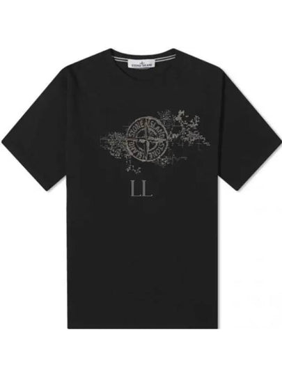 Camo Three Embroidery Regular Fit Cotton Jersey Short Sleeve T-Shirt Black - STONE ISLAND - BALAAN 2