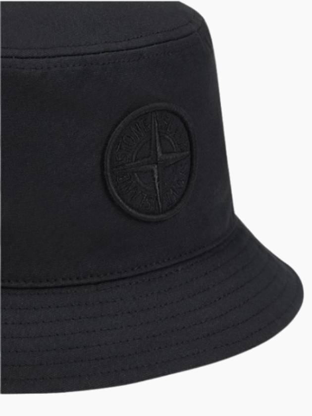 Embroidered Logo Cotton Bucket Hat Black - STONE ISLAND - BALAAN 3