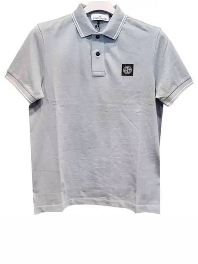 Men's Logo Patch Lining Short Sleeve Polo Shirt Grey - STONE ISLAND - BALAAN 2