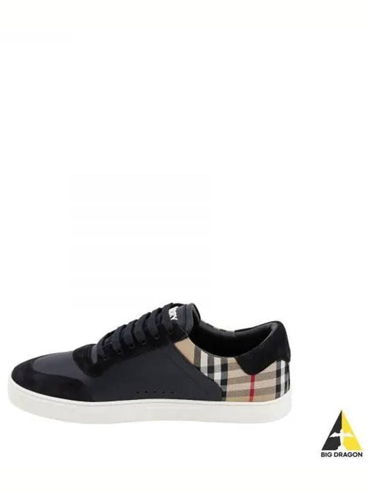 Checked Leather Suede Low Top Sneakers Black - BURBERRY - BALAAN 2