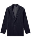 Homme Pliss? Pleated Single Breasted Blazer Jacket Navy - ISSEY MIYAKE - BALAAN.
