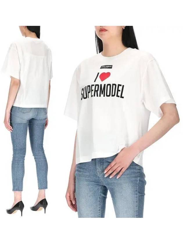 I Love Supermodel Logo Overfit Short Sleeve T-Shirt White - DOLCE&GABBANA - BALAAN 2