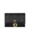 XS Lady Cannage Lambskin Half Wallet Black - DIOR - BALAAN 1