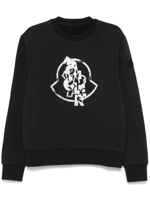 Logo Motif Cotton Sweatshirt Black - MONCLER - BALAAN 1