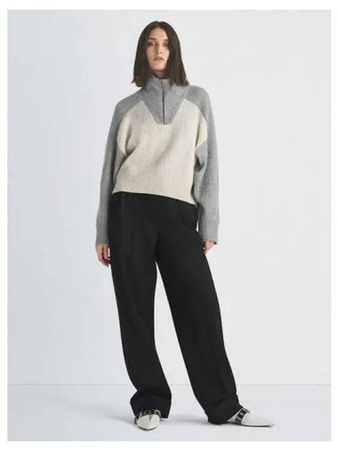 Rag Bone Women s Pierced Cashmere Boxy Loose Half Zip Up Gray Multi Domestic Product - RAG & BONE - BALAAN 1