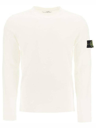 Men's Wappen Patch Crew Neck Cotton Knit Top White - STONE ISLAND - BALAAN 2