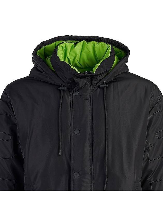 Logo Drawstring Padded Hooded Jacket Black - MSGM - BALAAN 5