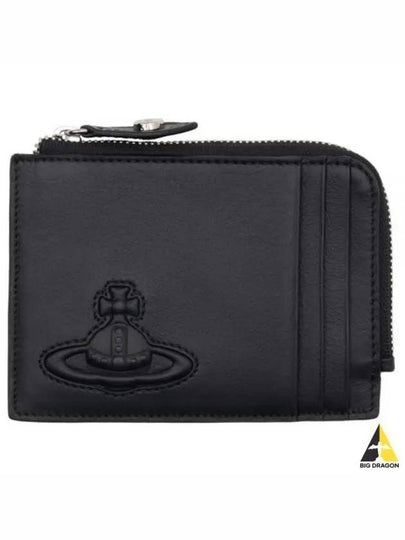 ORB Logo Zipper Card Wallet Black - VIVIENNE WESTWOOD - BALAAN 2