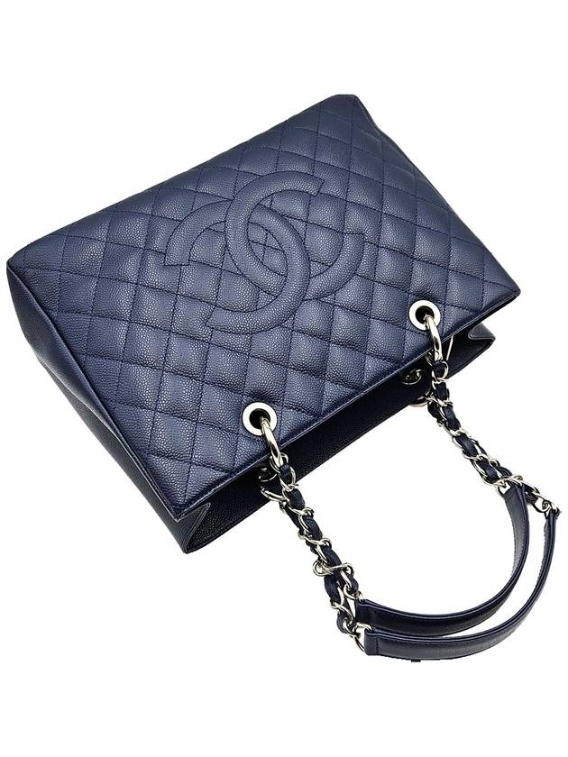 Chanel A50995 Navy Caviar Silver Chain Grand Shopping Shoulder Bag 15th - CHANEL - BALAAN 4