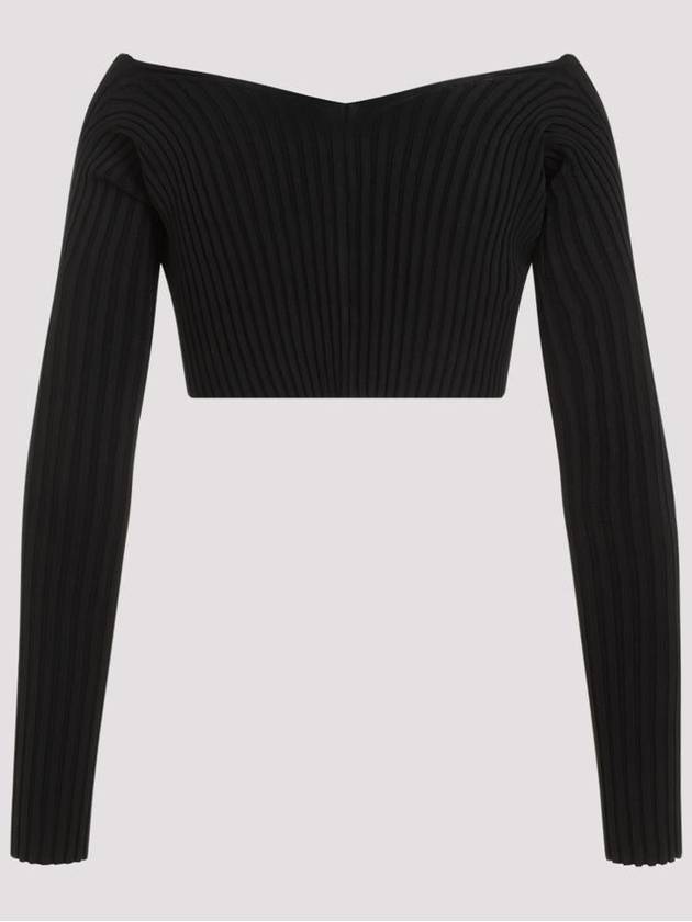 La Maille Pralu Micro Charm Logo Cardigan Black - JACQUEMUS - BALAAN 3