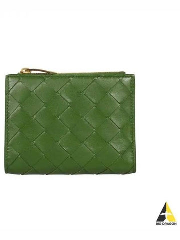 Women s Intrecciano Coin Half Wallet Green 707601 VCPP3 - BOTTEGA VENETA - BALAAN 1