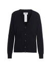 Women's Back Stitch V Neck Cashmere Cardigan Navy - MAISON MARGIELA - BALAAN 1