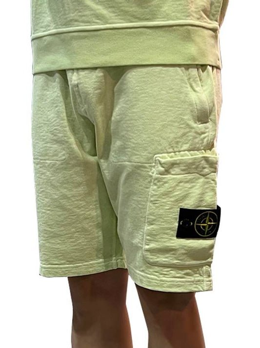Men's Logo Patch Cargo Shorts Light Green - STONE ISLAND - BALAAN.