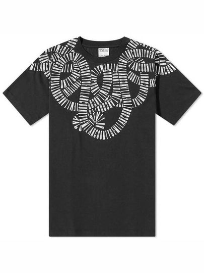 Snake Logo Print Regular Cotton Short Sleeve T-Shirt Black - MARCELO BURLON - BALAAN 2