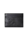 Checked Leather Card Wallet Black - BURBERRY - BALAAN 2