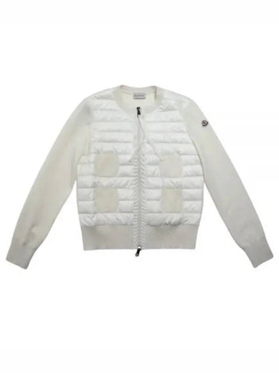 Women's Padded Wool Zip-Up Cardigan White - MONCLER - BALAAN 2